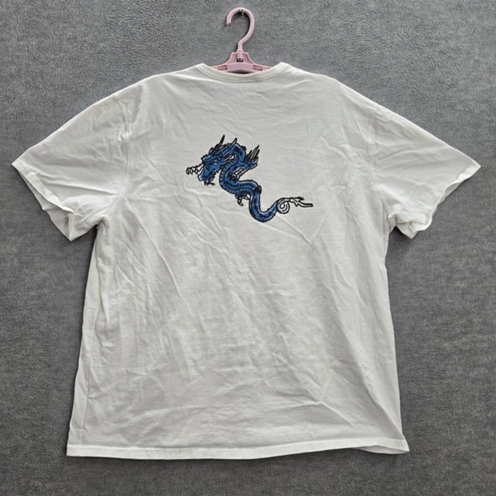 Champion Men Shirt 3XL White Logo‎ Embroidery Dragon Graphic Print Tee READ
